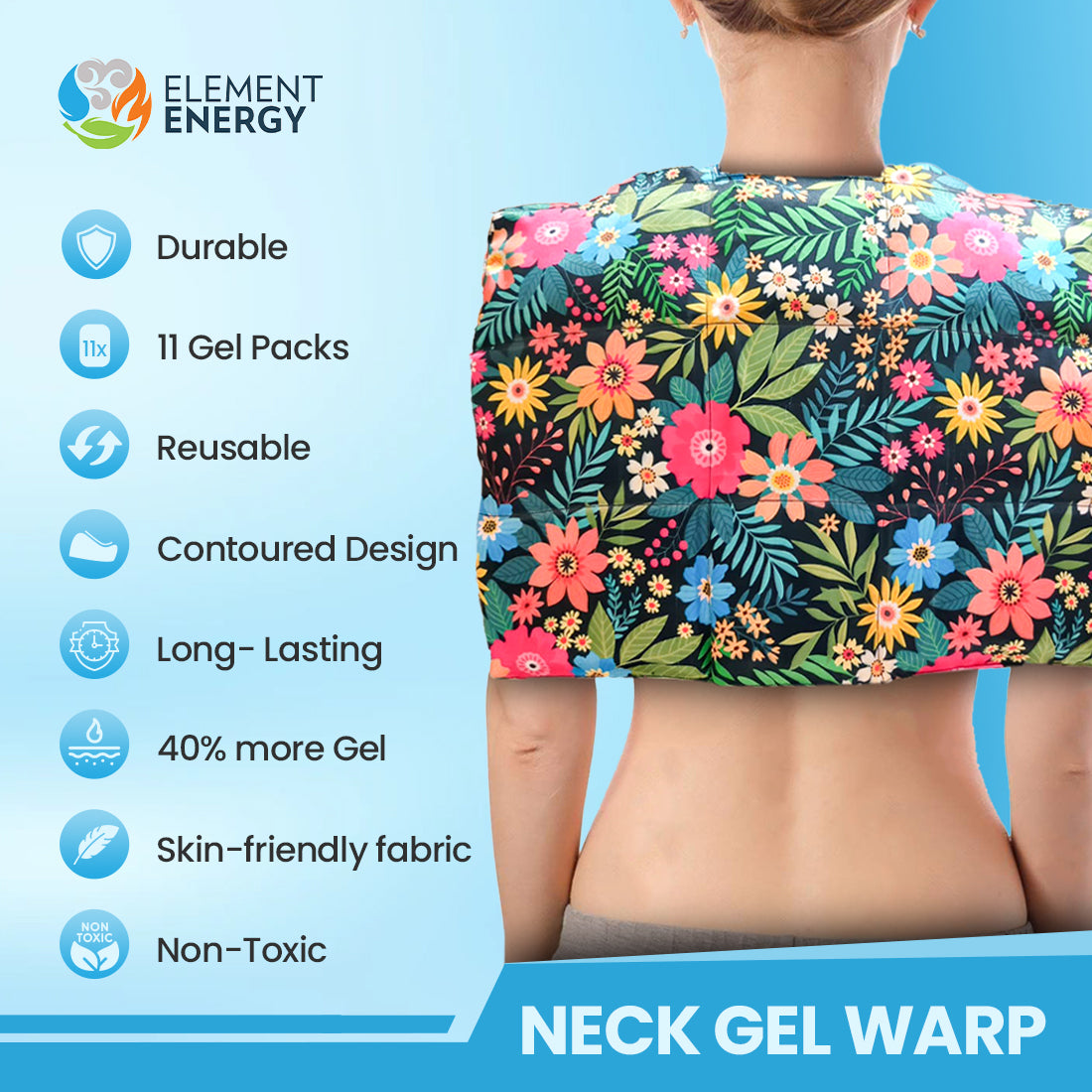 Cervical issues, Trapezitis, Rotator cuff injuries, Neck fatique, Tendonitis, Bursitis, Muscle spasms, Frozen shoulder, Fracture, Dislocation, Impingement syndrome, Sore muscles, Post workout, Fibromyalgia., gelpack, heatpack, coldpack, pain relief